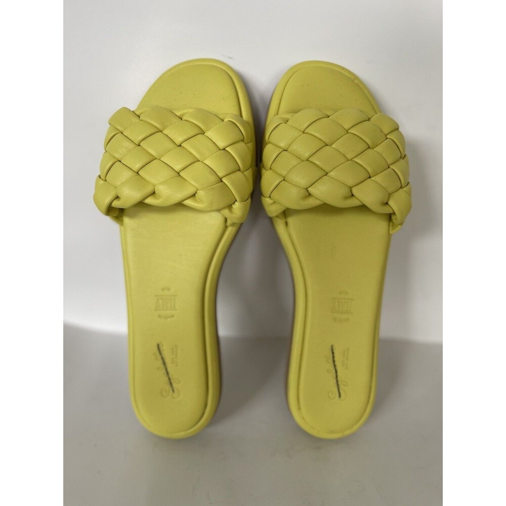 Anthropologie Seychelles Women Puffy Woven Yellow Preppy Slide Sandals Sz 10 - Picture 6 of 9